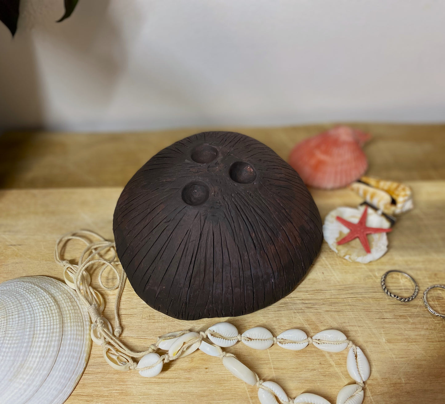 Handmade Clay Coconut Jewellery Tray Bowl