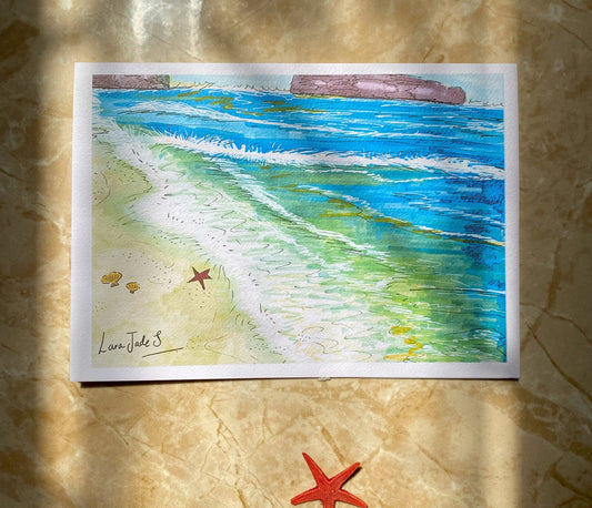 a vivid turquoise water along the beach 