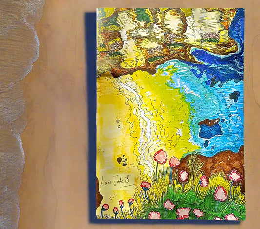 beautiful hand drawn beach view art eco greeting card ellariajade