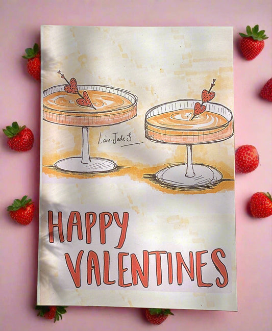 Pink Mocktails Valentine's Day Art Eco Greeting Card
