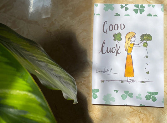 beautiful hand drawn good luck art eco greeting card ellariajade