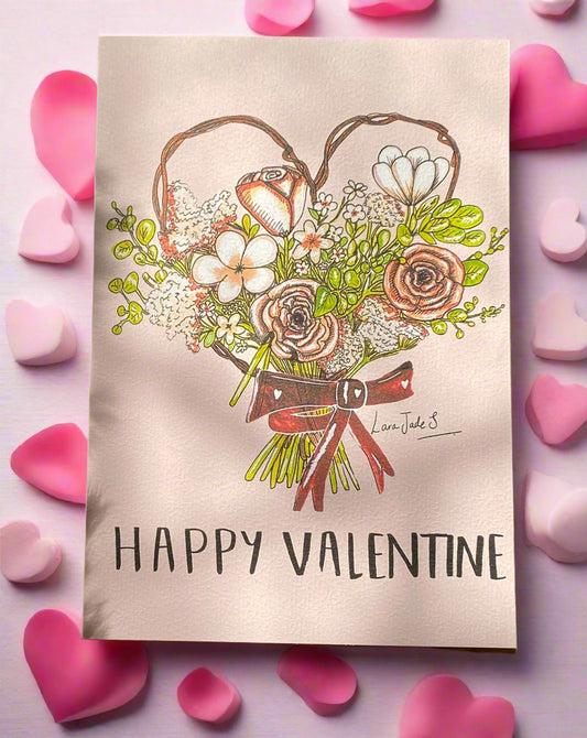 beautiful hand drawn eco print greeting card valentines day by ellariajade