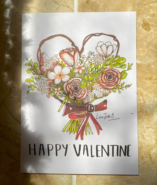 beautiful hand drawn and eco printed valentines day card flower bouquet ellariajade 