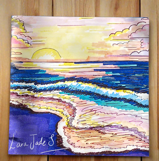 beautiful artist drawn greeting card uses 100% recycled paper and eco printer perfect eco choice